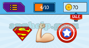 EmojiNation: Emojis Superman, Arm, Shield Answer