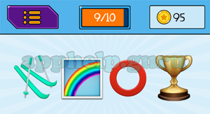EmojiNation: Emojis Skis, Rainbow, Red Circle, Trophy Answer