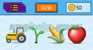 EmojiNation: Emojis Tractor, Plant, Corn, Apple Answer