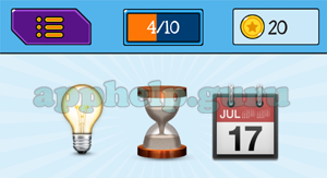 EmojiNation: Emojis Lightbulb, Sand Timer, Calendar Answer