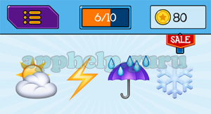 EmojiNation: Emojis Clous, Lightning, Umbrella, Snowflake Answer