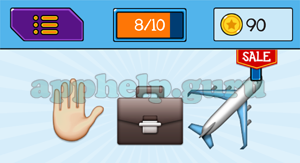 EmojiNation: Emojis Hand, Briefcase, Plane Answer