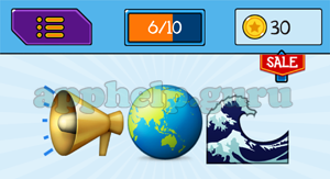 EmojiNation: Emojis Horn, World, Waves Answer