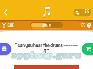 Song Quiz: Elite Level 21 - can you hear the drums Answer