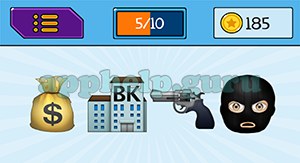 EmojiNation: Emojis Money Bag, Bank, Gun, Robber Answer
