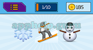 EmojiNation: Emojis Snow Flake, Snowboarder, Snowman Answer