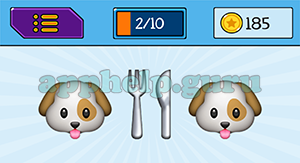 EmojiNation: Emojis Dog, Cutlery, Dog Answer