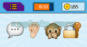 EmojiNation: Emojis Speech Bubble, Ear, Monkey, Lock Answer