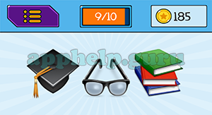 EmojiNation: Emojis Graduation Cap, Glasses, Books Answer