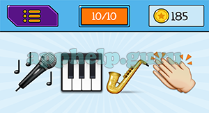 EmojiNation: Emojis Microphone, Piano, Saxaphone, Hands Answer