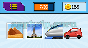 EmojiNation: Emojis Pyramids, Eiffel Tower, Train, Car Answer