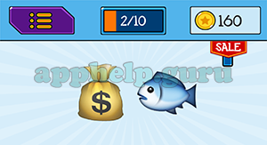EmojiNation: Emojis Money Bag, Fish Answer
