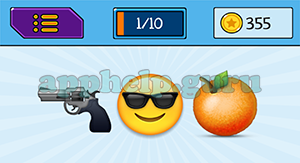 EmojiNation: Emojis Gun, Smiley with Sunglasses, Orange Answer