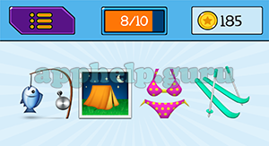 EmojiNation: Emojis Fishing Rod, Tent, Bikini, Skis Answer