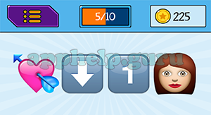 EmojiNation: Emojis Love Heart, Down Arrow, 1, Girl Answer