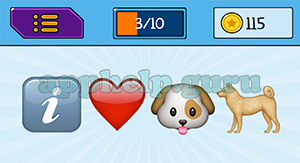 EmojiNation: Emojis I, Heart, Dog, Dog Answer