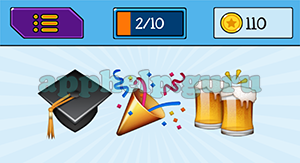 EmojiNation: Emojis Graduation Cap, Party, Beers Answer