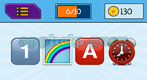 EmojiNation: Emojis 1, Rainbow, A, Clock Answer