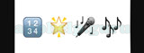 Guess The Emoji: Emojis Numbers one, two, three, and four, Star, Microphone with music notes, Three music notes Answer