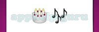 Guess The Emoji: Emojis Birthday cake with three candles, Three music notes Answer