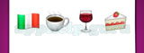 Guess The Emoji: Emojis Italian flag, Coffee with steam, Red wine glass, Slice of strawberry cake Answer