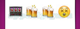 Guess The Emoji: Emojis Slot machine, Two beer mugs cheers, Two beer mugs cheers, Dead with teeth showing Answer