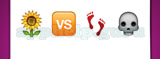 Guess The Emoji: Emojis Sunflower, VS versus, Bloody footprints, Skull Answer