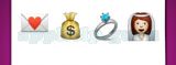 Guess The Emoji: Emojis Love letter, Money bag, Diamond ring, Bride Answer