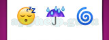 Guess The Emoji: Emojis Sleeping, Umbrella with rain, Blue swirl Answer
