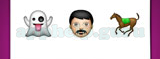 Guess The Emoji: Emojis Ghost with tongue out, Man wearing turban, Horse running Answer