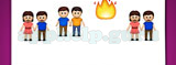 Guess The Emoji: Emojis Boy and girl holding hands, Two boys holding hands, Fire, Boy and girl holding hands Answer