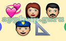 Emoji Combos: Emojis Heart, Woman, Man, Police Trianglular Ruler Answer