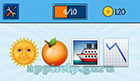 EmojiNation: Emojis Sun, Orange, Boat, Downward Chart  Answer