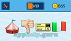 EmojiNation: Emojis Circus Tent, Thumbs Down, Ticket, Italian Flag  Answer