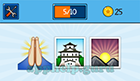 EmojiNation: Emojis Praying, Monestary, Sun rise over mountains  Answer