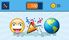 EmojiNation: Emojis Face with white powder, Streamers, World Map (focused on South America)  Answer